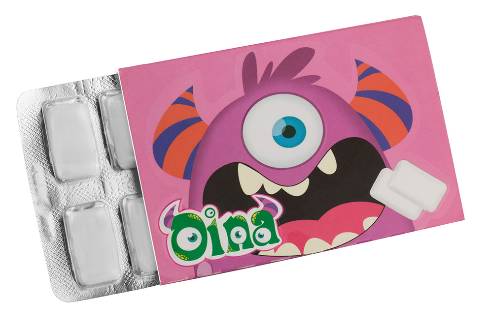 Monster blister pack dragee Chewing Gum- Pink