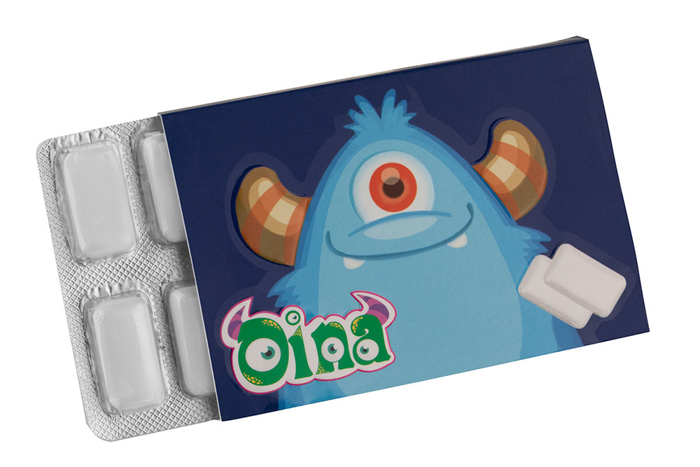 Monster blister pack dragee Chewing Gum- Blue