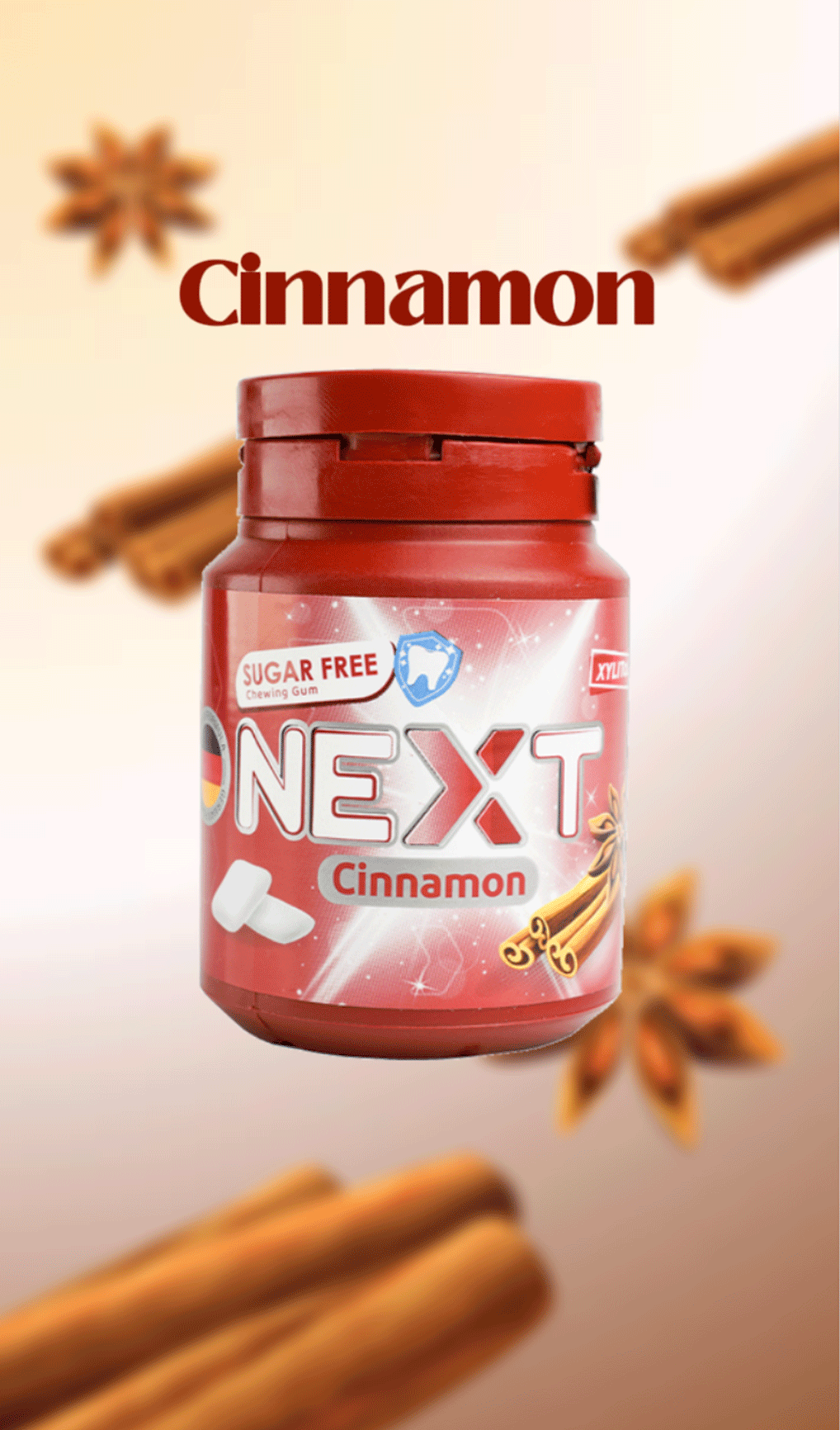 آدامس دراژه ای بدون شکر NEXT با طعم دارچین