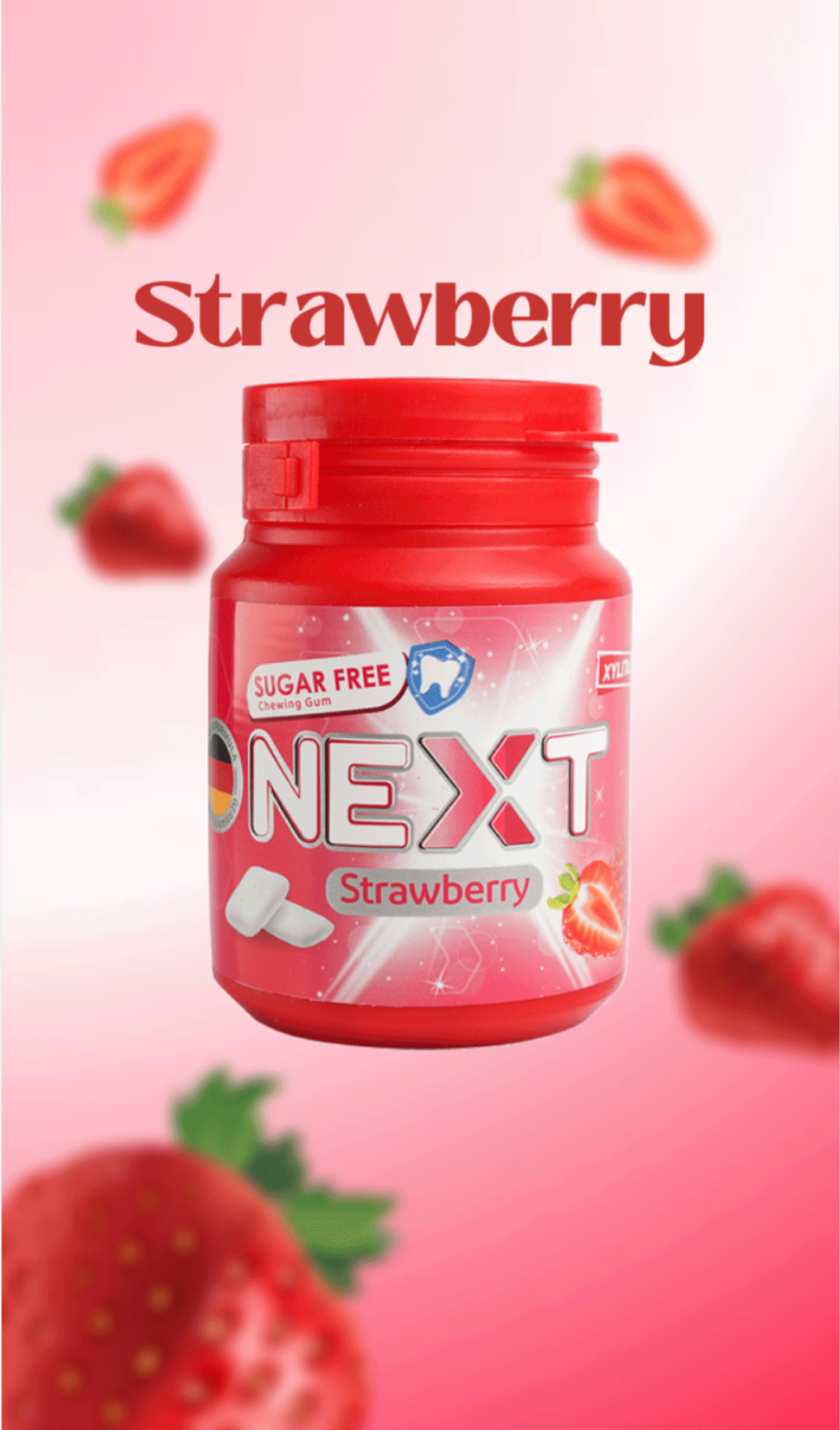 آدامس دراژه ای بدون شکر NEXT با طعم توت فرنگی